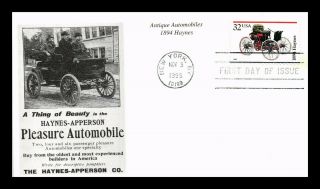 Dr Jim Stamps Us Haynes Antique Automobile First Day Cover Mystic
