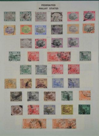 Straits Settlements Federated Malay States Stamps On 2 Pages H/m & (s48)
