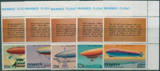 Cook Islands Penrhyn 1983 Sg320a - 324a Manned Flight Incorrect Islans Set With Ta