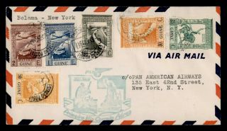 Dr Who 1947 Portugal Bolama To Ny First Flight Air Mail C131043