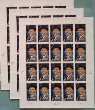 Three Sheets X 20 = 60 Actor Frank Sinatra Us Ps 42¢ Postage Stamps Scott 4265