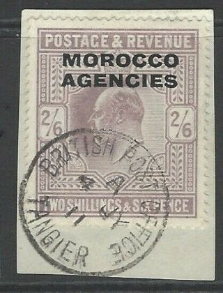 Morocco Agencies 1907 2/6 Pale Dull Purple On Piece Sg 38 Cat £170