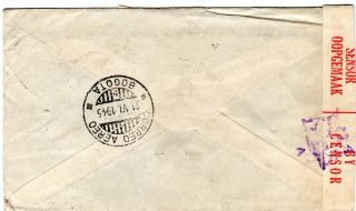 SOUTH AFRICA - COLOMBIA - CENSORED AIRMAIL COVER - CAPE TOWN to BOGOTA - 1945 RR 2