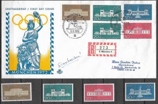 Germany - 1970 Mnh " Munich Olympic Games " Complete Set & Registered Fdc