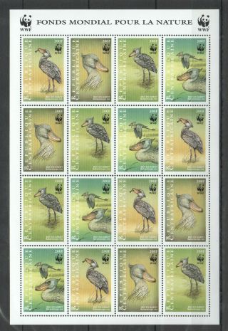 W1373 1999 Central Africa Wwf Fauna Birds Bec - En - Sabot Michel 18 Euro 1sh Mnh