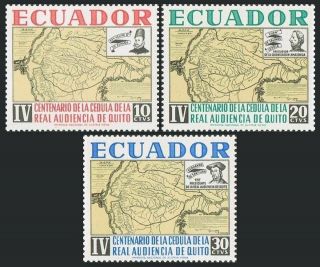 Ecuador 722 - 724,  Mnh.  Michel 1155 - 1157.  Royal High Court In Quito,  400,  1964.  Map.