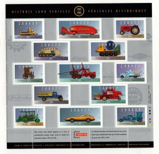 Canada 1996 Land Vehicles 5 Souvenir Sheet.  Unitrade 1605 Vfmnh Cv $10.  00
