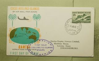 Dr Who 1963 Australia Cocos Island First Flight Qantas To South Africa E55567