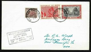 India Stamps & Ceylon Paquebot Cancel On S/s City Of Lucknow Ship Cover 1952