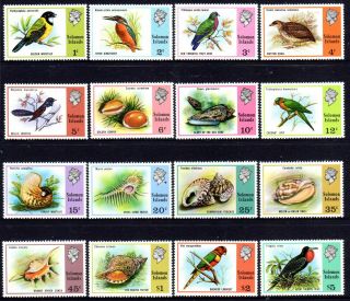 1976 Solomon Islands Birds Marine Life Sg305 - 320 Unhinged
