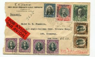 Chile 1931 Attractive Franking Airmail Cover To Usa Via Panagra -