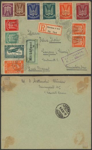 Germany 1922 - Registered Air Mail Cover Munich To Switzerland 34829/8