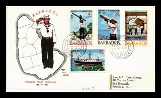 Dr Jim Stamps Harbour Police Centenary Fdc Barbados Combo Scott 294 - 297 Cover
