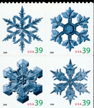 2006 39c Christmas Snowflakes,  Block Of 4 Scott 4109 - 4112 F/vf Nh