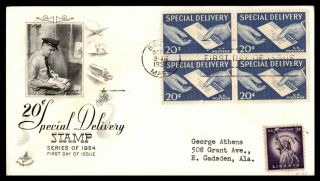 Mayfairstamps Us Fdc 1954 Special Delivery Art Craft Block First Day Cover Wwb26