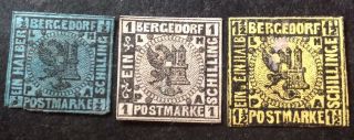 Bergedorf 1861 3 X Stamps Hinged