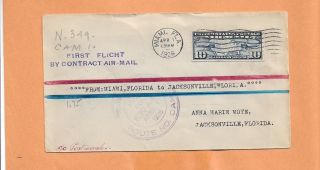 Us C7 First Flight By Contract Cam 10 Miami To Jacksonville Apr 1,  1926 N 349