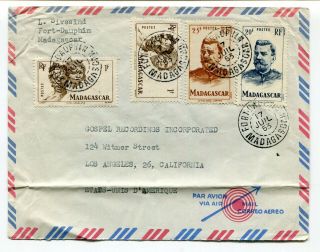 Dh - Madagascar 1953 Attractive Franking - Airmail Cover To Usa - Folded