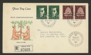 Norway Stamps Scott 450 & 451 On Registered First Day 1964 Cover W/ Cachet