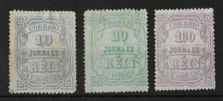 Brazil 1890 Mh/unused Ng Newspaper Stamps Complete Set Michel 94 - 96 Cv €100