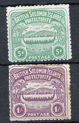 British Solomon Islands 1907 5d Hinged Sg5.  Also 1907 1/ - Mh Sg7.