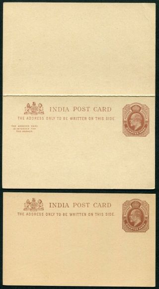India Kevii 1902 ¼a & ¼a,  ¼a Postal Stationery Cards Pc.  16 & 17 (cat.  $35)