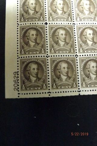 US Stamps Sheets - Scott 704 1/2c Washington Bicentennial Issue OG NH 2