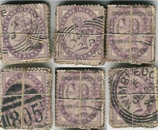 Gb Qv Penny Lilacs Aa01 Kiloware Off Paper.  100 Stamps