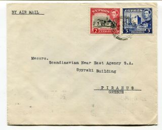 Cyprus 1950 George Vi - Limassol Cds - 5 Piastres Airmail Rate Cover To Greece