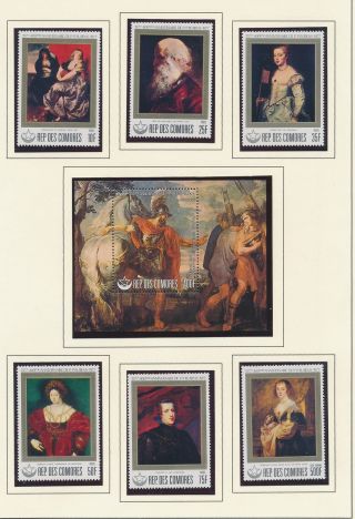 Xb71413 Comoros 1977 Rubens Art Paintings Sheets Mnh