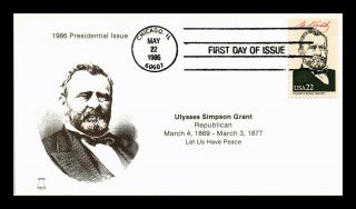 Dr Jim Stamps Us President Ulysses S Grant Fdc Cover Chicago Bell Cachet