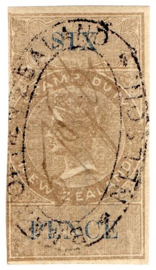 (i.  B) Zealand Revenue : Stamp Duty 6d (1866) Reversed & Inverted Watermark