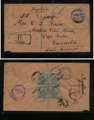 India Registered Cover To Canada 1900 Ms0119