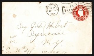 Mayfairstamps Us 1917 York Watertown Military Branch Stamp To Syracuse Stati