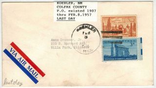 Discontinued Post Office Dpo 1957 Koehler Nm Mexico Last Day