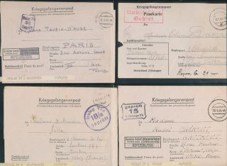 Germany France Ww2 Stalag Pow Prisoner Of War Covers Cards X 8 (ad107