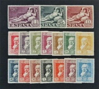 Nystamps Spain Stamp 386 - 402 Og H $35