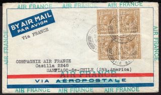 Gb Uk To Chile Air Mail Cover 1934 Air France London - Santiago