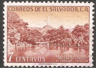 El Salvador Stamp - Scott 665/a173 7c Orange Brown & Orange Canc/lh 1954