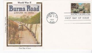 Burma Road Wwii 2559a Us First Day Cover 1991 Colorano Silk Cachet Fdc