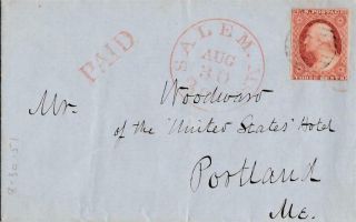 Us Stamp Issue Of 1851 3ct Washington Scott 10 Folded Letter Dated Aug.  30,  1851