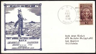 1940 Uscs National Convention Los Angeles Ca Uss Pinola At - 33 Naval Cover 1392y