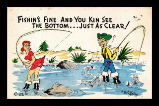 Dr Jim Stamps Us Fishing Comic See The Bottom Bob Petley Postcard Creased