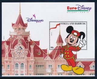Disney Antigua - Mnh Souvenir Sheet Eurodisney 1646 (1993)