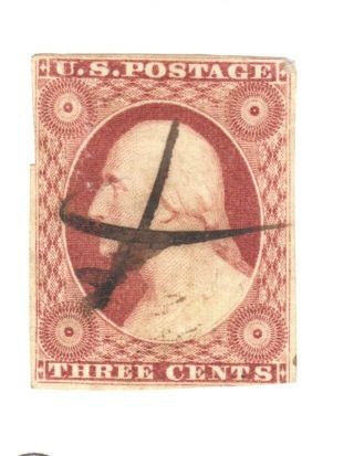 Scott 10a Early Us Stamp 3c Washington.  Pen Cancel.
