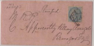 India Qv 1868 Cover Ramnad Sg55 ½a P Blue Pm C - 143 Us