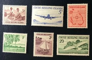 Cocos (keeling) Islands - Definitive Stamps,  Set Of 6,  1963,  Sg 1 - 6,  Mnh