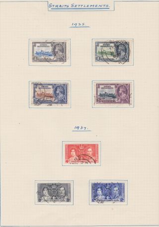 Malaya Malaysia Stamps Straits 1935 - 1937 Selection Rare Issues Old Album Page