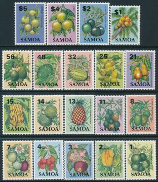 1983 - 1984 Samoa Fruits Definitives Complete Set Of 19 To $5 Fine Mnh