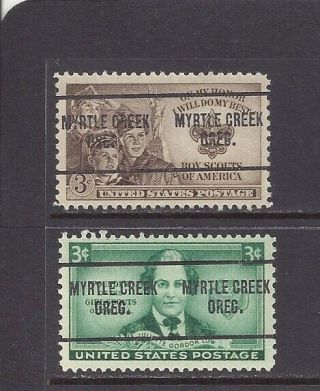 Oregon Precancels: Boy,  Girl Scout Stamps (974,  995)